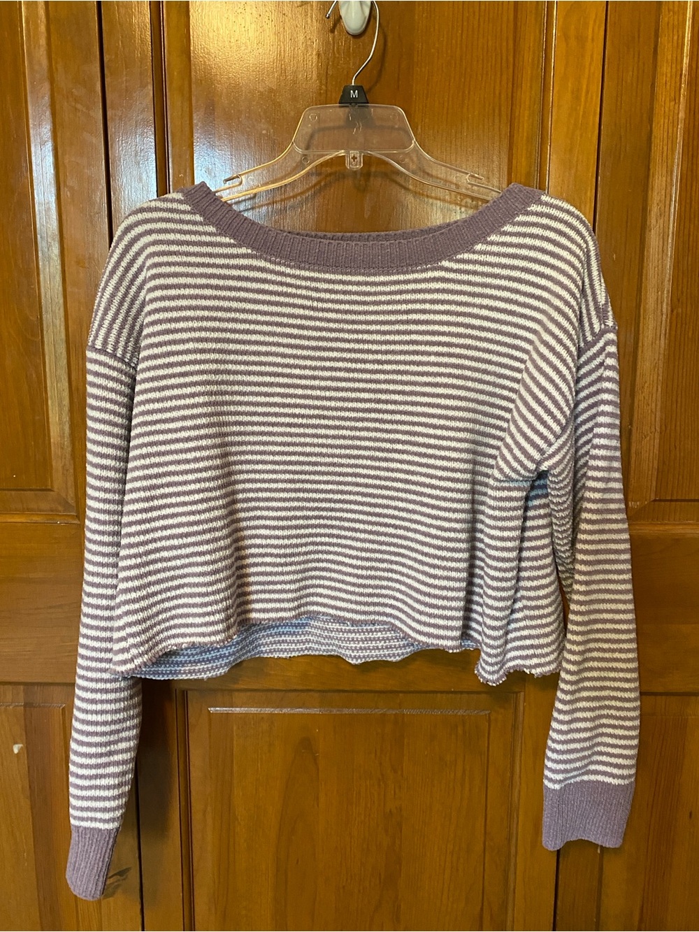 Purple Striped Crop Sweater. Jones New York.
